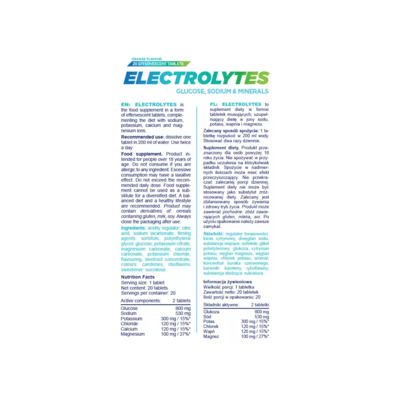 Allnutrition Elektrolity 20 tabletek Orange