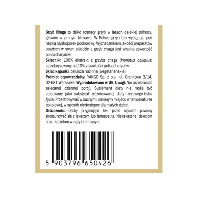 Yango Chaga 90 K. Wzmacnia Odporność Organizmu