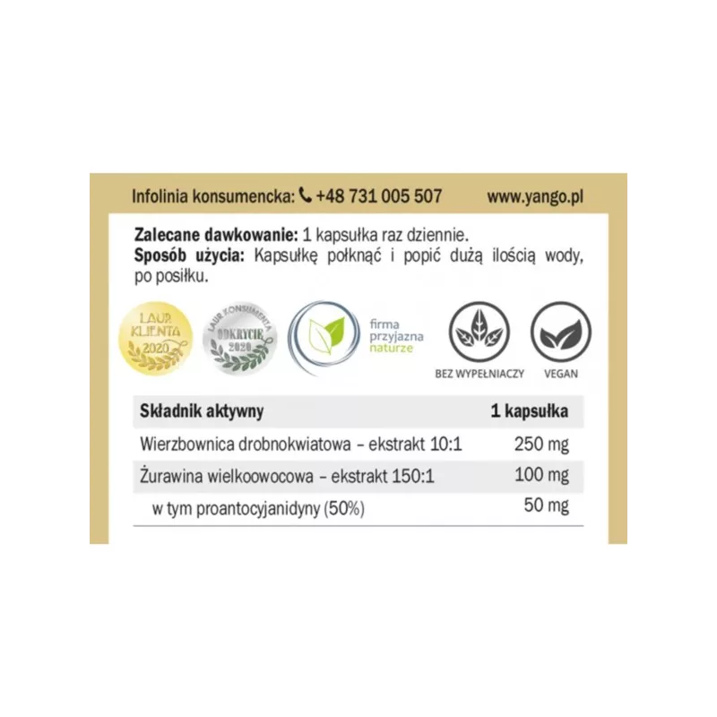 Yango Wierzbownica dla kobiet 90 k układ moczowy Yango Wierzbownica dla kobiet 90 k układ moczowy