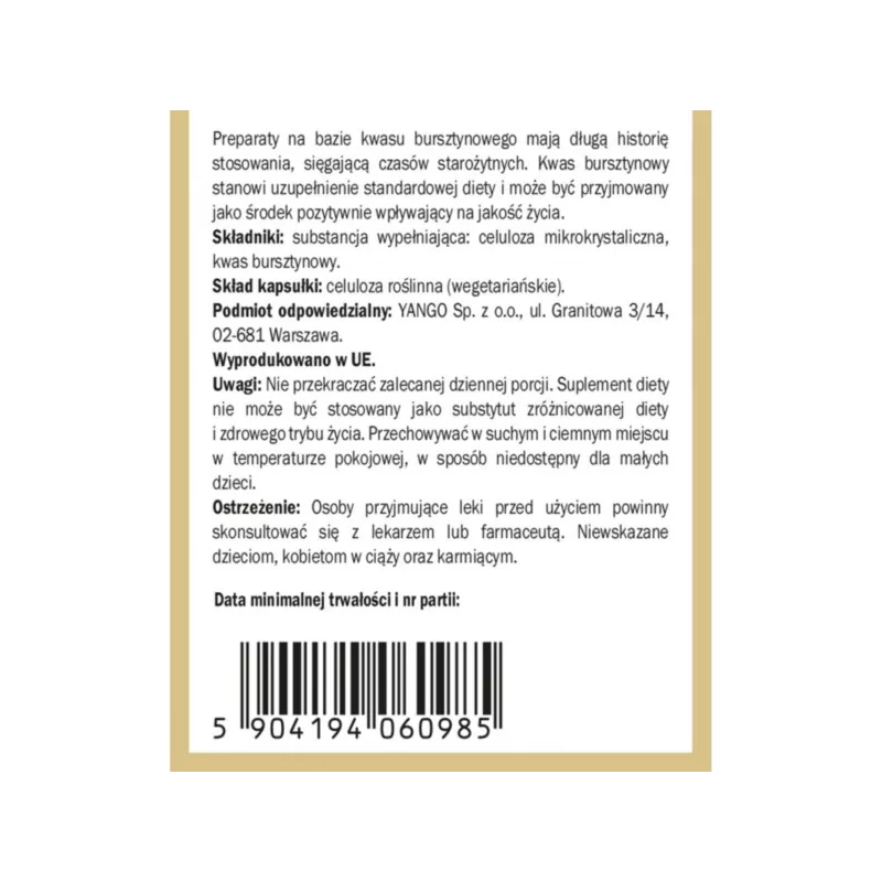 Yango Kwas Bursztynowy 90 k zwalcza wolne rodniki Yango Kwas Bursztynowy 90 k zwalcza wolne rodniki