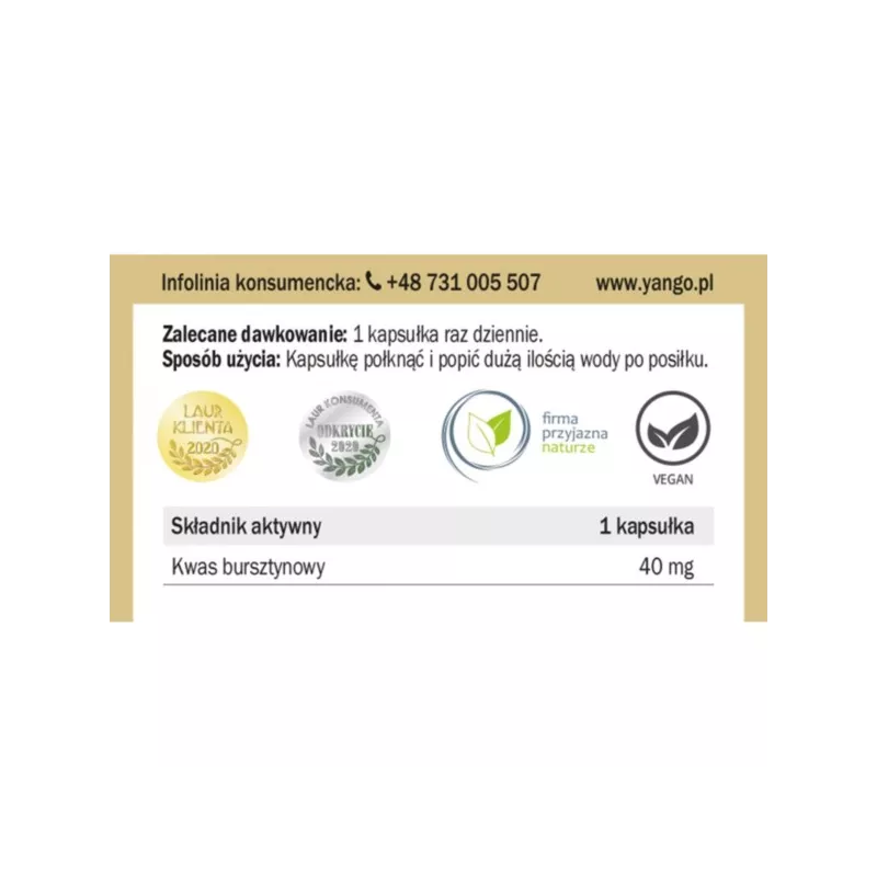 Yango Kwas Bursztynowy 90 k zwalcza wolne rodniki Yango Kwas Bursztynowy 90 k zwalcza wolne rodniki