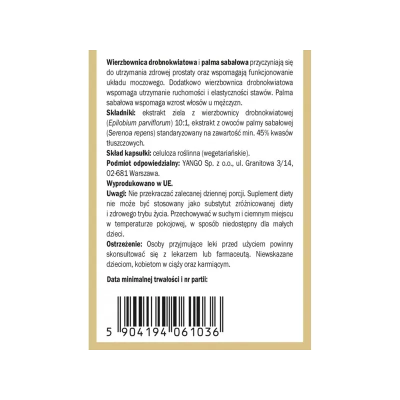 Yango Wierzbownica dla mężczyzn 90 k układ moczowy
