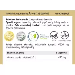 Yango Ashwagandha 90 K 430 Mg dodaje energii Yango Ashwagandha 90 K 430 Mg dodaje energii