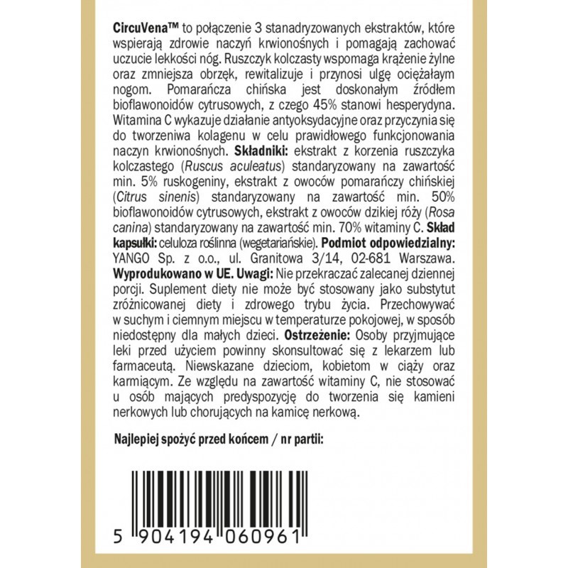 Yango CircuVena 90 kapsułek naczynia krwionośne Yango CircuVena 90 kapsułek naczynia krwionośne