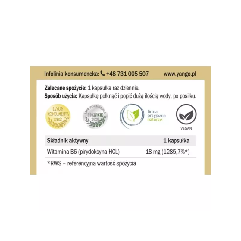 Yango Witamina B6 90 k. na stres Yango Witamina B6 90 k. na stres