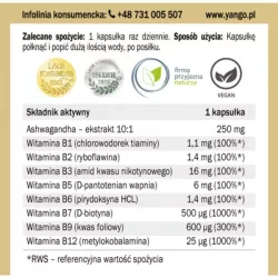 Yango Ashwagandha z witaminami z grupy B 90 k Yango Ashwagandha z witaminami z grupy B 90 k