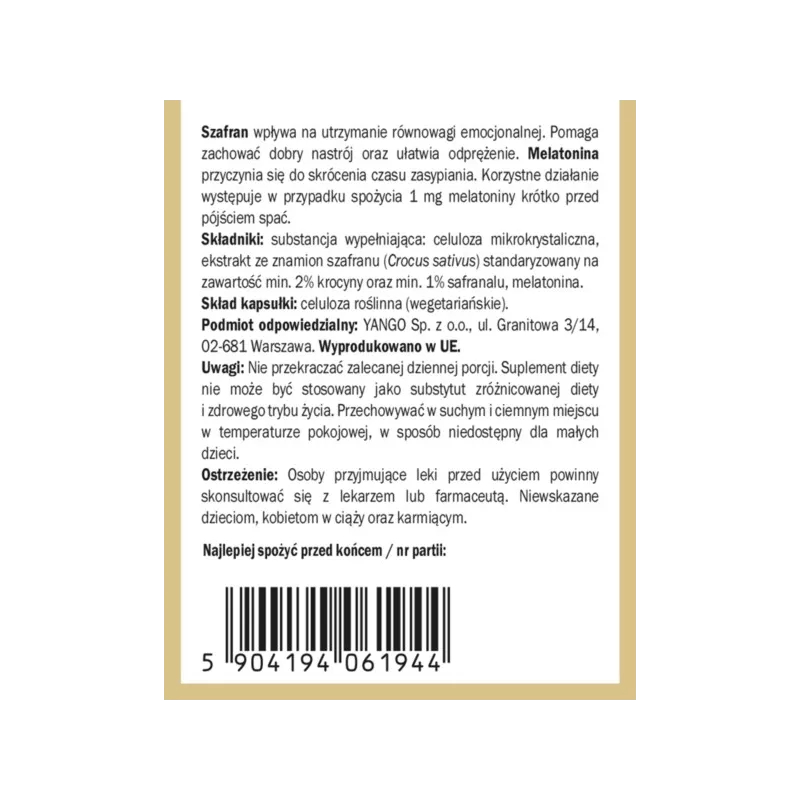 Yango Szafran z melatoniną 60 k Yango Szafran z melatoniną 60 k