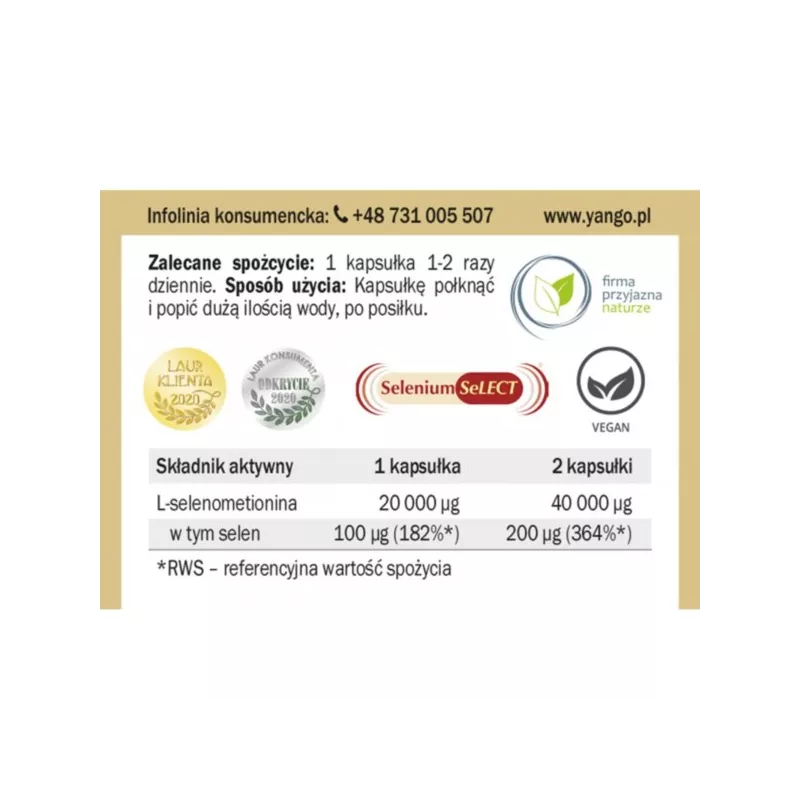 Yango Selen organiczny 90 k tarczyca Yango Selen organiczny 90 k tarczyca