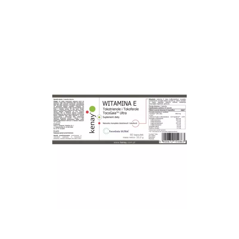 Kenay Witamina E Tokotrienole Tokoferole 60 k