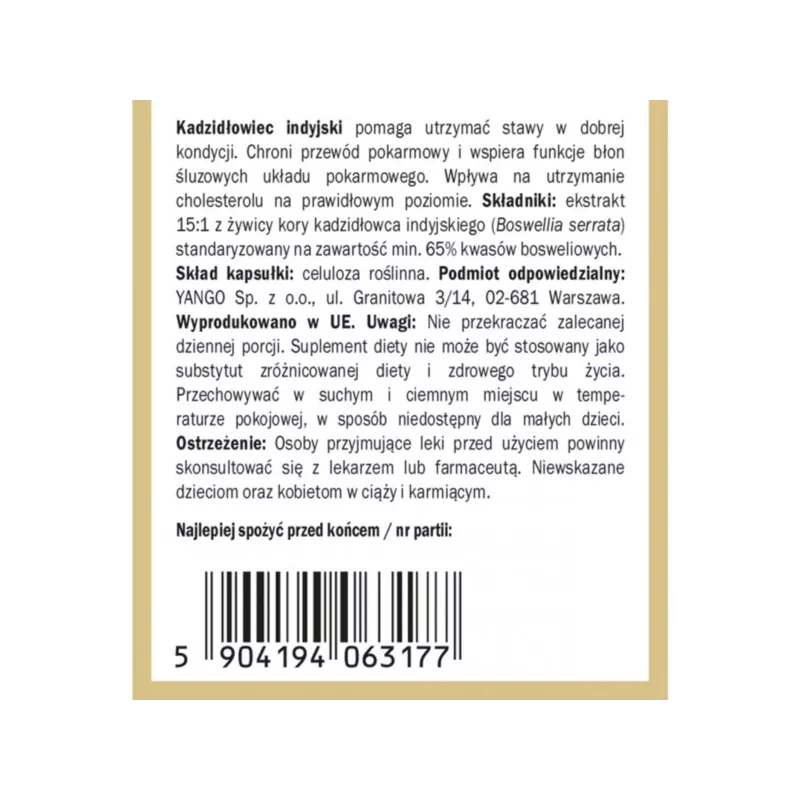 Yango Boswellia 65Tm 60 t Kadzidłowiec Yango Boswellia 65Tm 60 t Kadzidłowiec