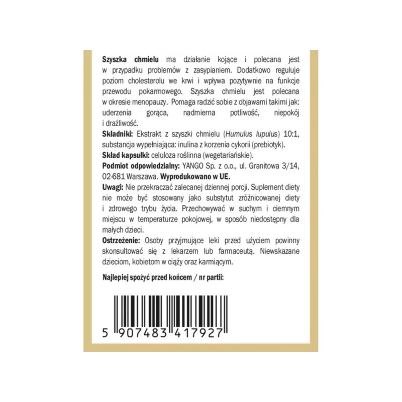 Yango Szyszka Chmielu 60 kap spokojny sen Yango Szyszka Chmielu 60 kap spokojny sen