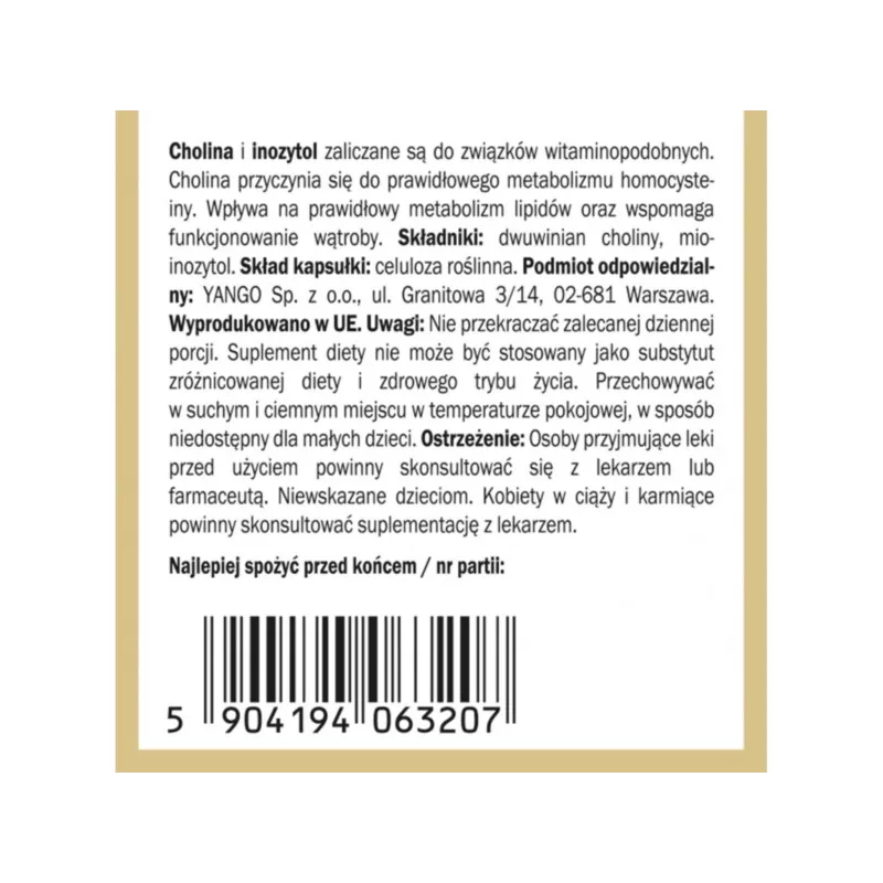 Yango Cholina Inozytol 90 kap