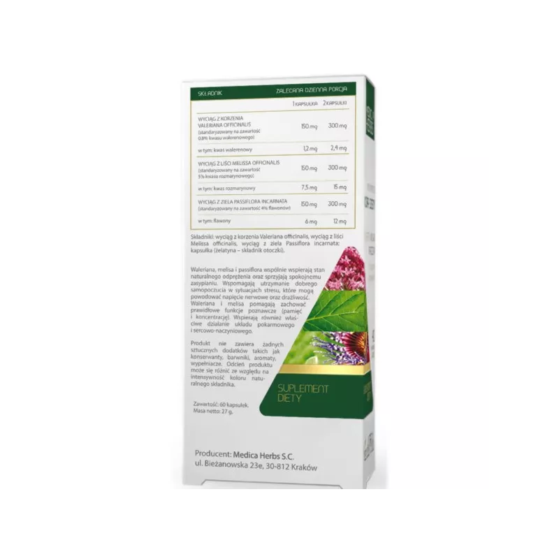 Medica Herbs Waleriana Melisa Passiflora 60 k Medica Herbs Waleriana Melisa Passiflora 60 k