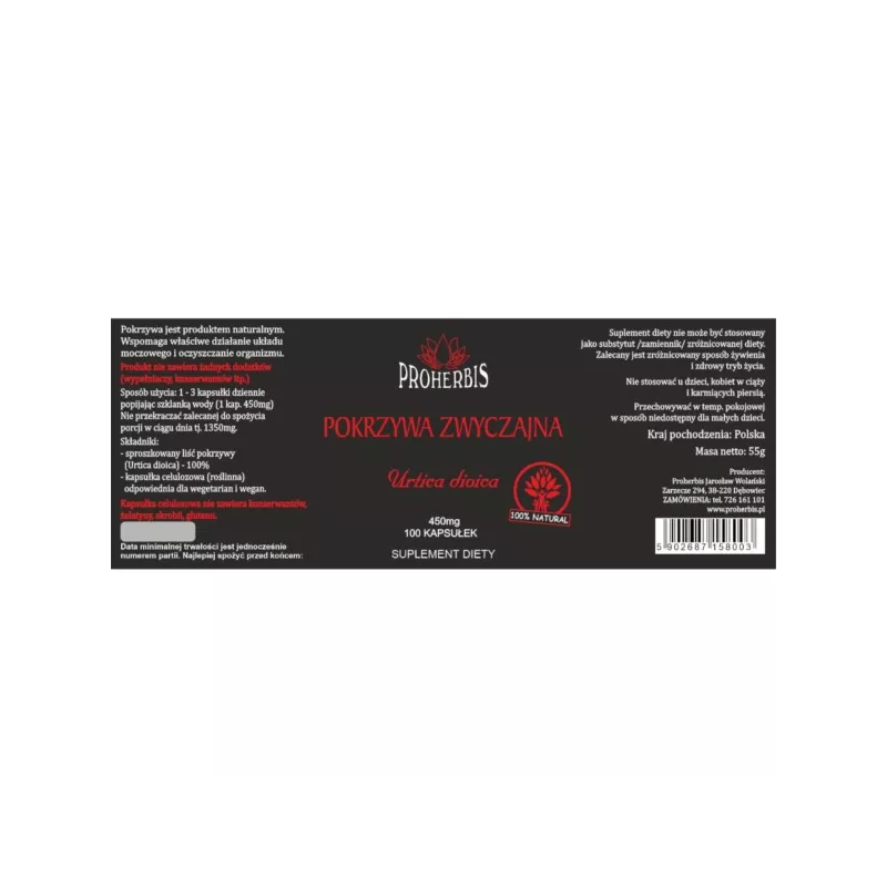 Proherbis Pokrzywa zwyczajna 100 k Proherbis Pokrzywa zwyczajna 100 k