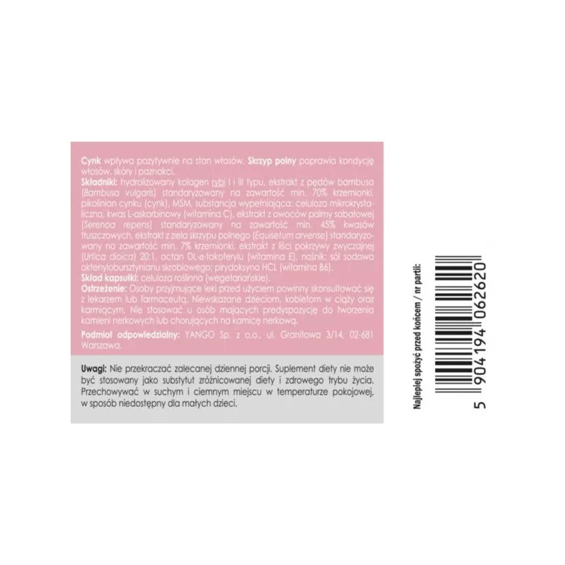Panaseus Włosy Skóra Paznokcie 50 k 530 mg Panaseus Włosy Skóra Paznokcie 50 k 530 mg