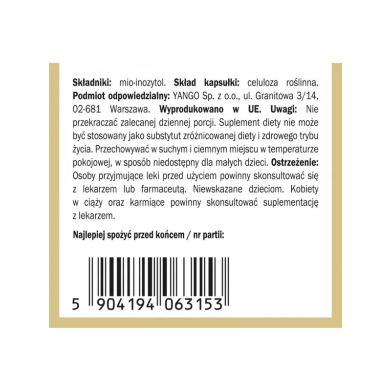 Yango Inozytol 590 mg 90 kap Yango Inozytol 590 mg 90 kap