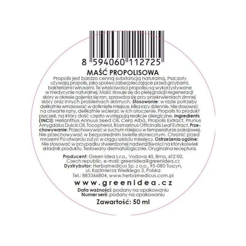 Green Idea Maść Propolisowa 50 ml Green Idea Maść Propolisowa 50 ml