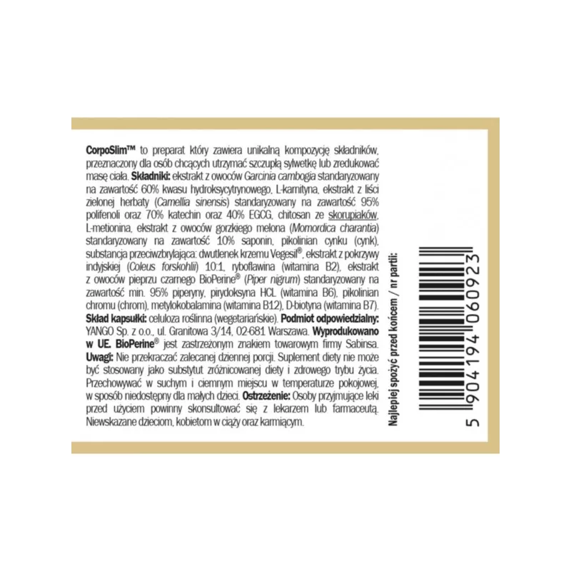 Yango Corposlim 60 K. Przyśpiesza Metabolizm Yango Corposlim 60 K. Przyśpiesza Metabolizm