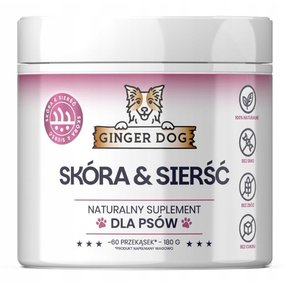 Ginger Dog Skóra & Sierść suplement dla psów 180 g