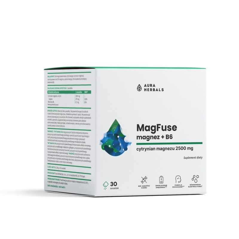 Aura Herbals MagFuse magnesium B6 30 saszetek Aura Herbals MagFuse magnesium B6 30 saszetek
