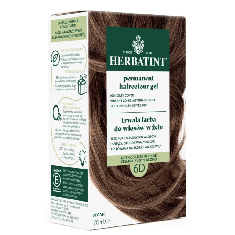 Herbatint Farba w żelu 6D Ciemny Złoty Blond 150 Herbatint Farba w żelu 6D Ciemny Złoty Blond 150