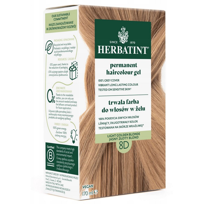 Herbatint Farba w żelu 8D Jasny Złoty Blond 150
