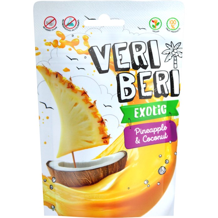 Veri Beri Bezglutenowe żelki ananas z kokosem 50 g Veri Beri Bezglutenowe żelki ananas z kokosem 50 g