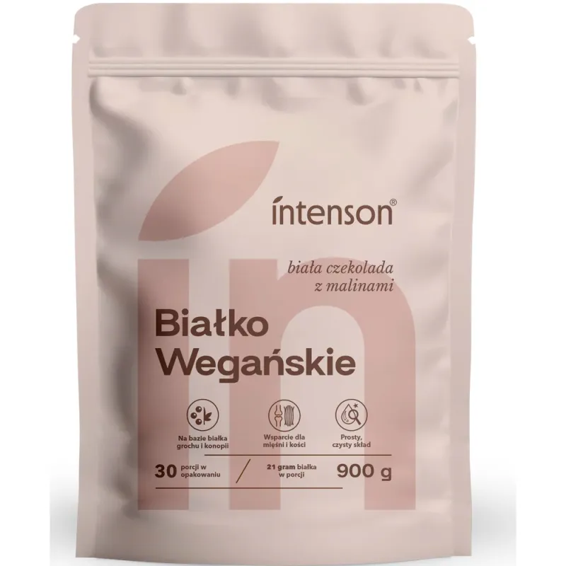 Intenson Wegańskie białko biała czekolada z maliną