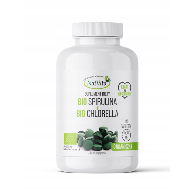 Natvita BIO Spirulina i BIO Chlorella 140 tabletek