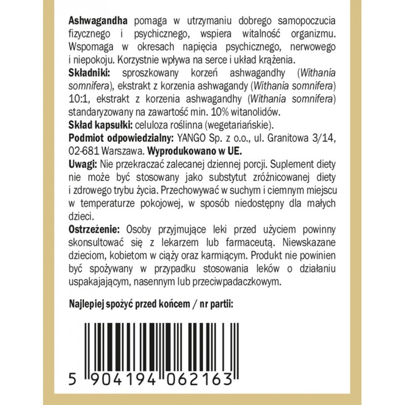 Yango Ashwagandha 3 formy 90 k