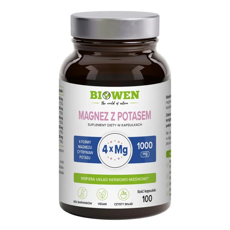 Biowen Magnez z potasem 4Xmg 100 k