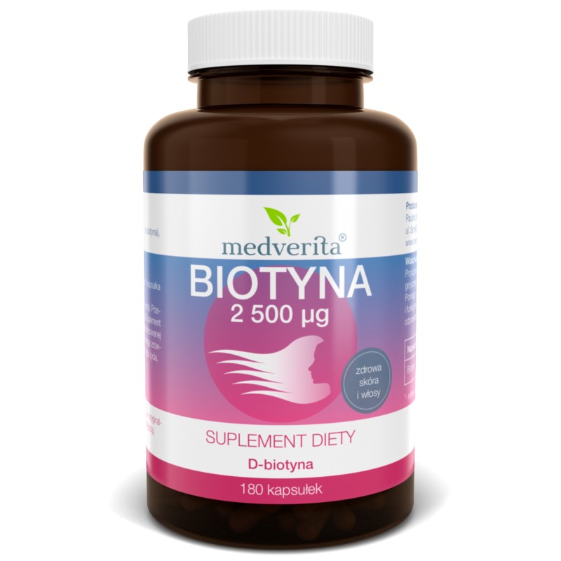 Medverita Biotyna 2500 µg 180 k włosy skóra B7 Medverita Biotyna 2500 µg 180 k włosy skóra B7