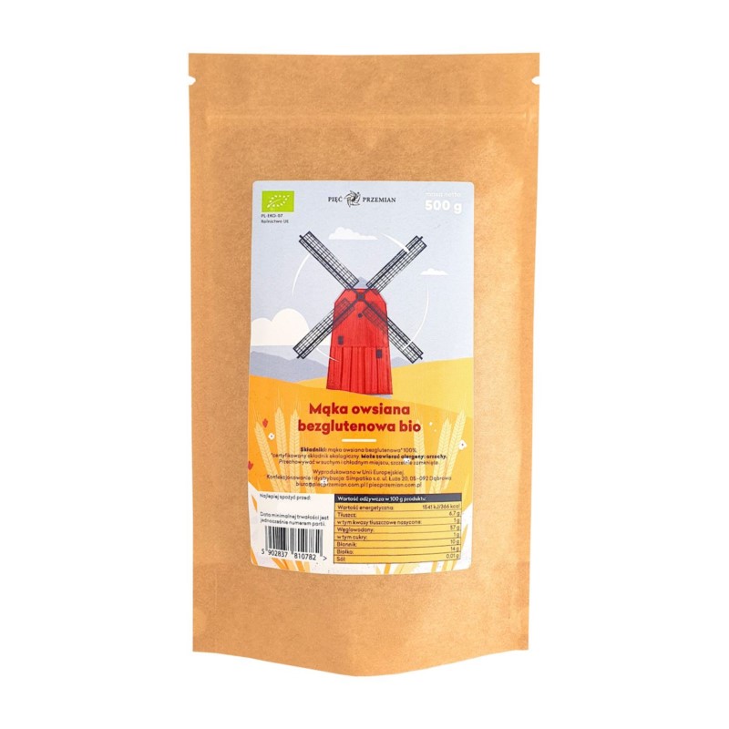 Pięć przemian Mąka Owsiana Bezglutenowa  BIO 500g