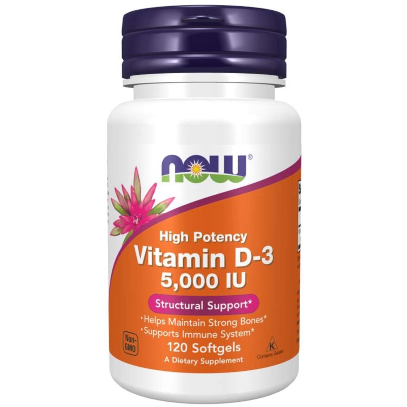 Now Foods Witamina D3  EXTRA 5000  120 kap
