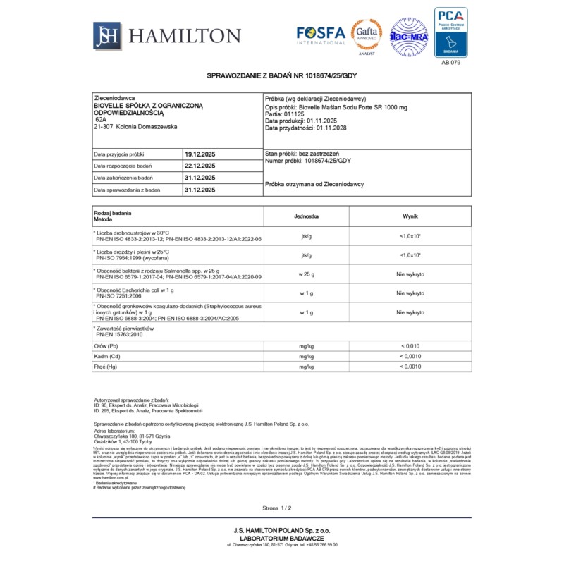 Biovelle Maślan Sodu Forte SR 1000 mg 90 kapsułek