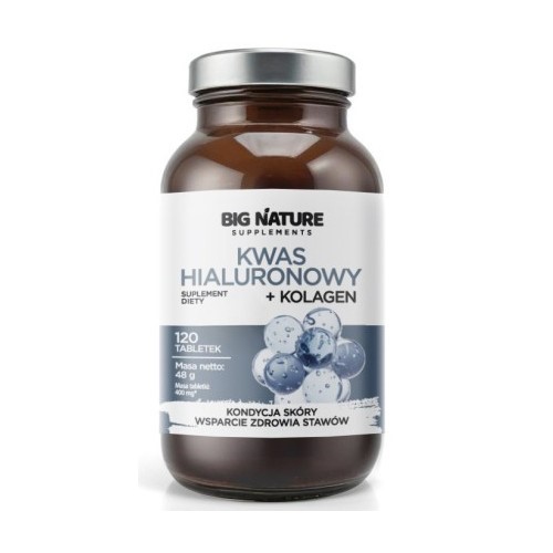 Big Nature Kwas Hialuronowy + Kolagen 120 t.