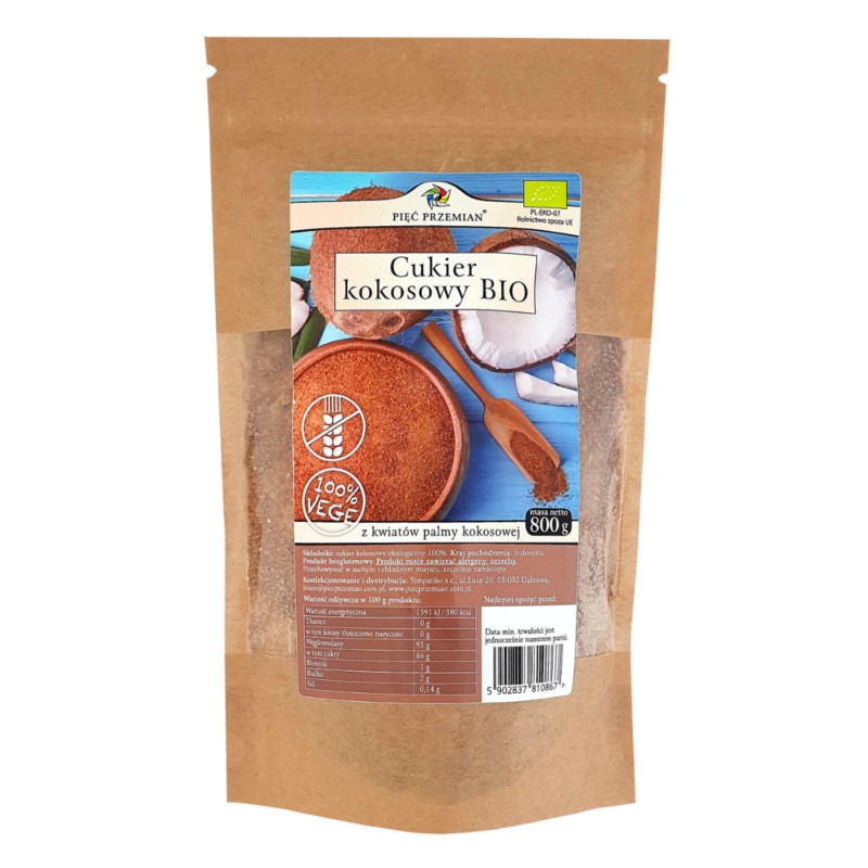 Pięć przemian Cukier Kokosowy BIO 800g