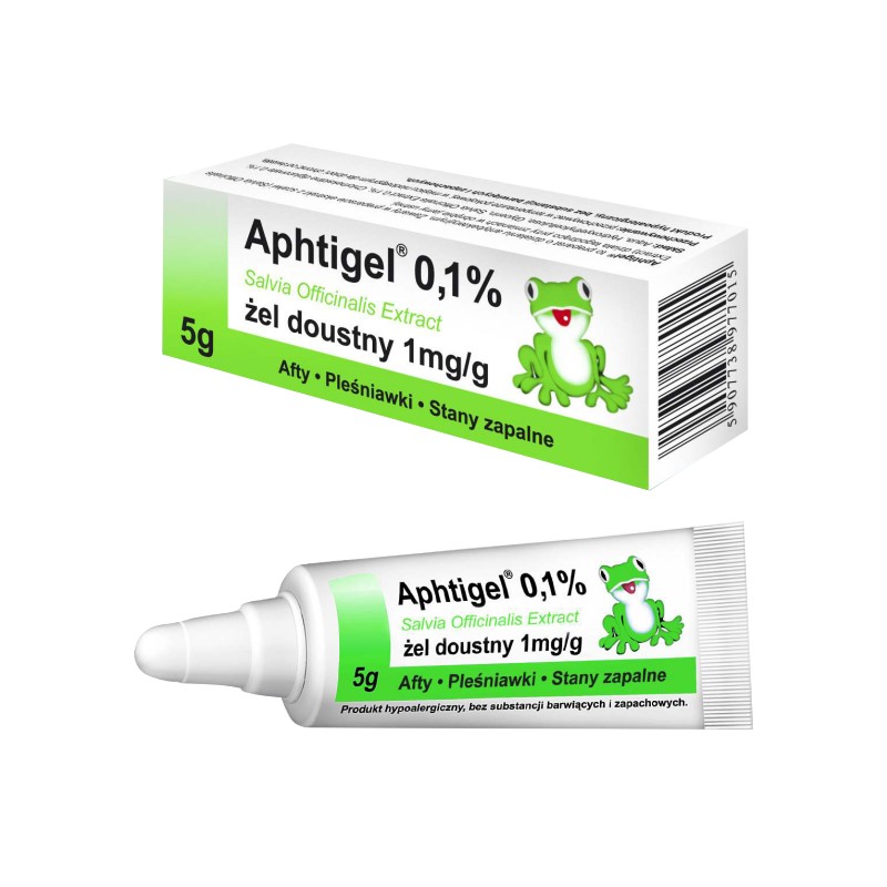 Aphtigel 0,1% żel doustny 5 g Afty Pleśniawki Aphtigel 0,1% żel doustny 5 g Afty Pleśniawki