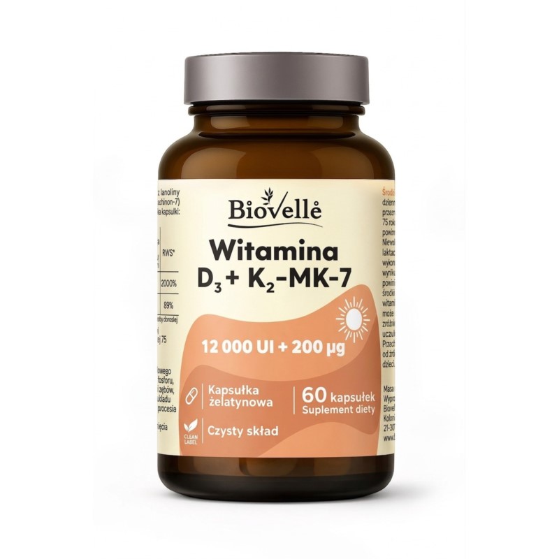Biovelle Witamina D3 12 000 UI + 200 µg 60 kap