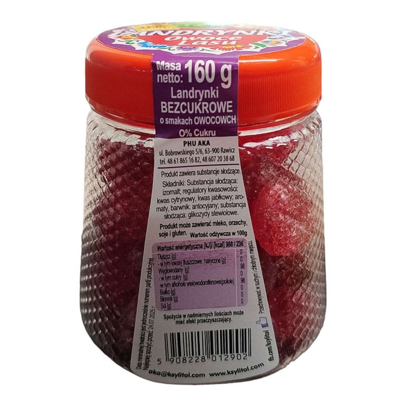 Aka Landrynki Owocowe 0% Cukru Owoce Lasu 160 g Aka Landrynki Owocowe 0% Cukru Owoce Lasu 160 g
