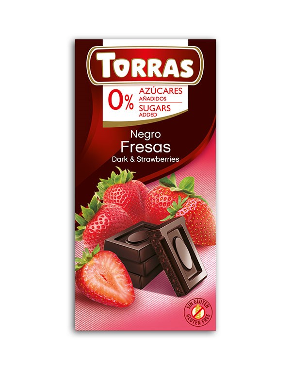 Torras Czekolada gorzka z truskawkami 75 g