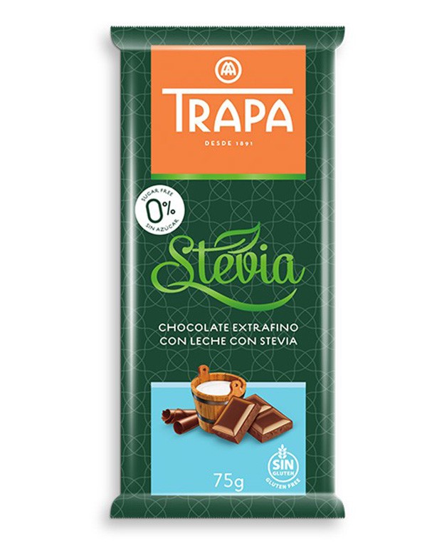 Trapa Czekolada mleczna ze stewią 75 g Trapa Czekolada mleczna ze stewią 75 g