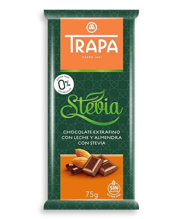 Trapa Czekolada mleczna z migdałami ze stewią 75 g