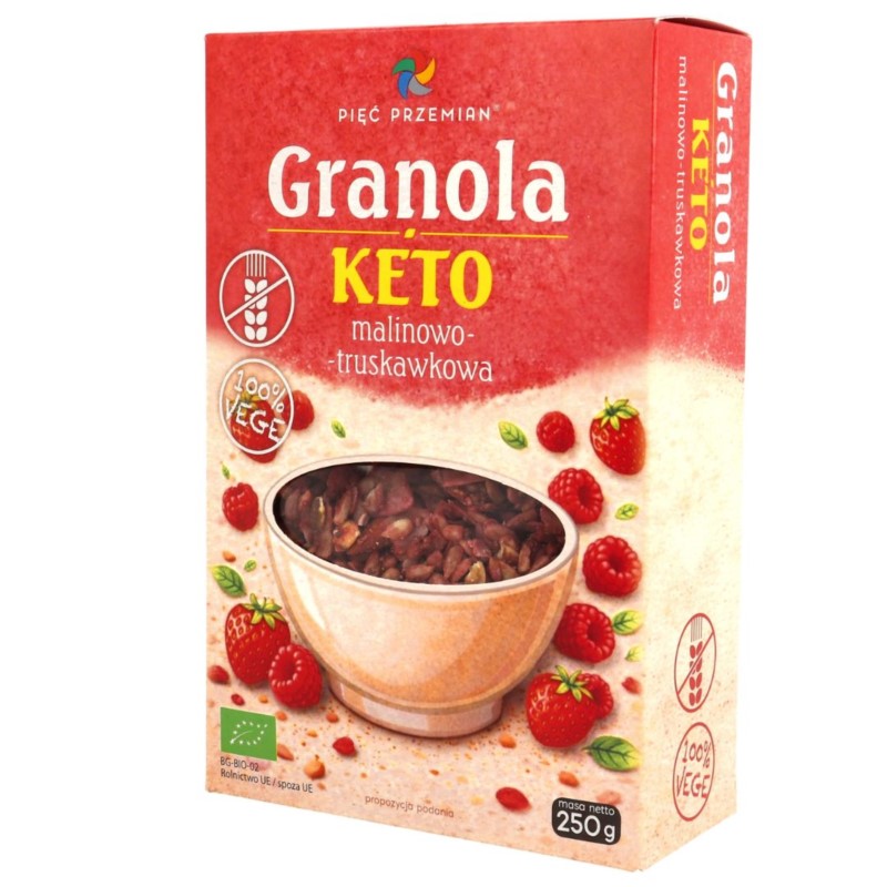 Pięć Przemian Keto Granola Malinowo-Trusk BIO 250 Pięć Przemian Keto Granola Malinowo-Trusk BIO 250
