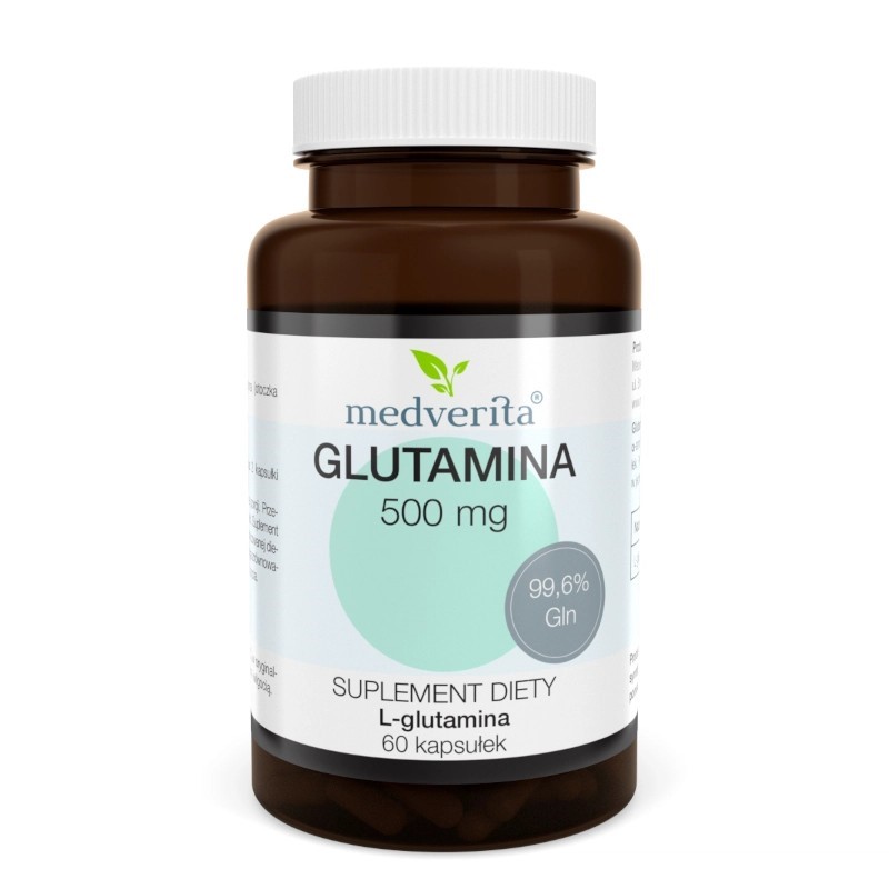 Medverita Glutamina 500 mg L-glutamina 60 kapsułek Medverita Glutamina 500 mg L-glutamina 60 kapsułek