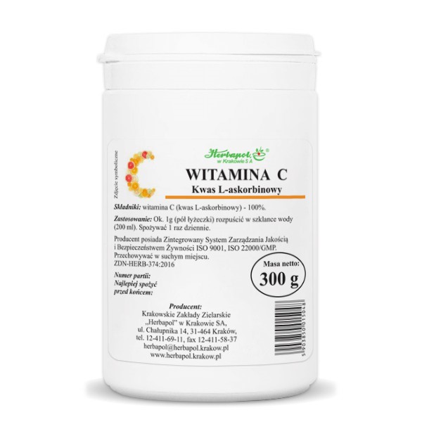 Herbapol Witamina C 300 g kwas l-askorbinowy Herbapol Witamina C 300 g kwas l-askorbinowy