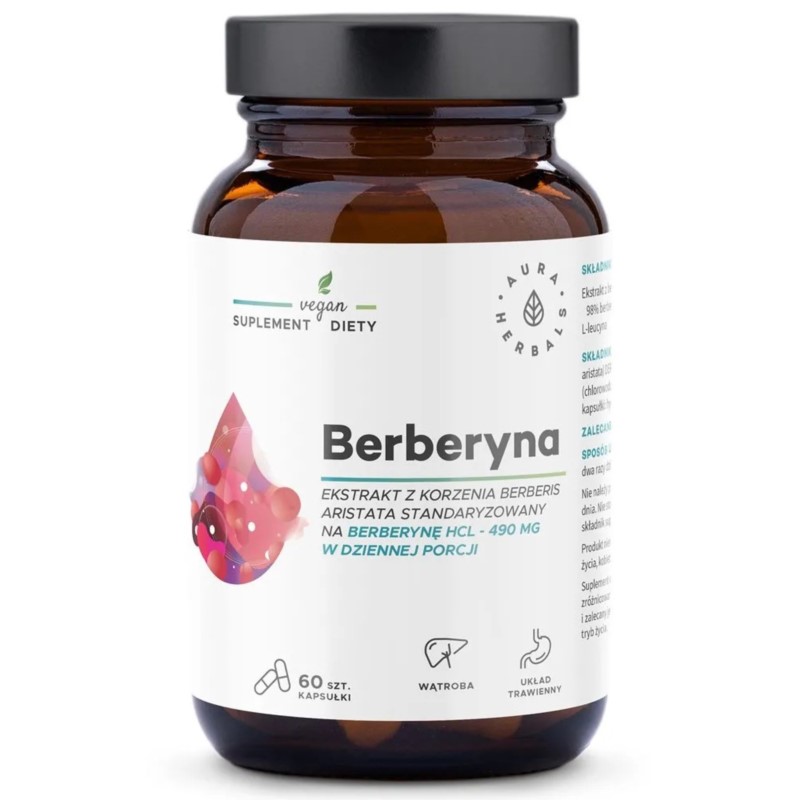 Aura Herbals Berberyna 490mg HCL Berberis aristata Aura Herbals Berberyna 490mg HCL Berberis aristata