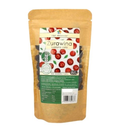 Pięć Przemian Żurawina Suszona Cała 250 g Pięć Przemian Żurawina Suszona Cała 250 g