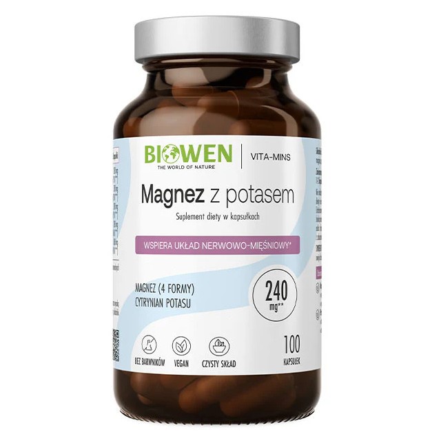 Biowen Magnez z potasem 4Xmg 100 k