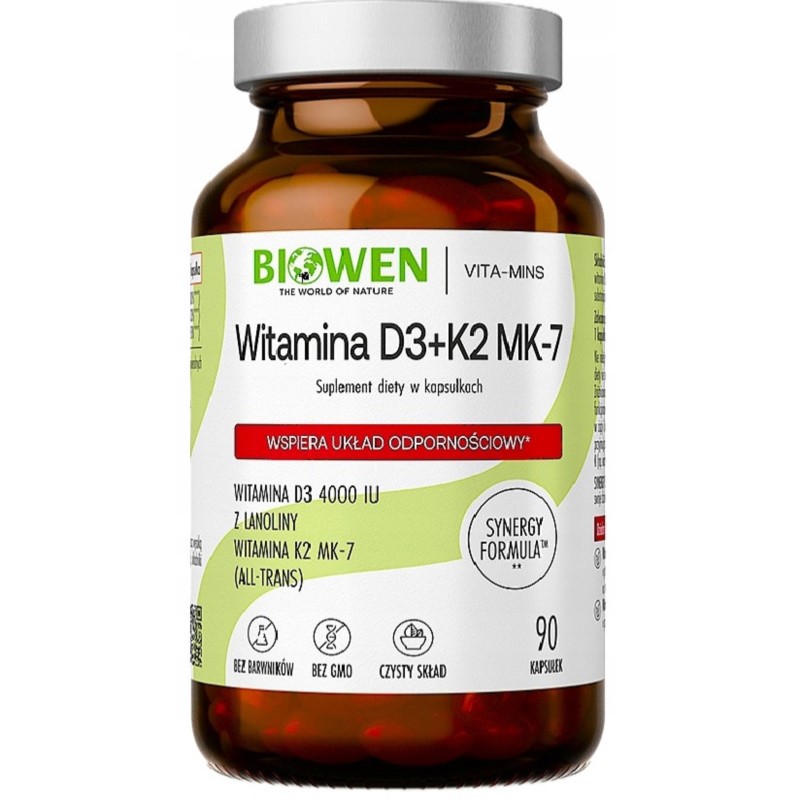 Biowen Witamina D3 4000 + K2 100 MK7 90 k Biowen Witamina D3 4000 + K2 100 MK7 90 k